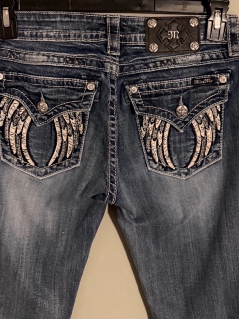 Gorgeous Y2K Miss Me Signature Boot Jeans With Embellished Pockets 34” Inseam